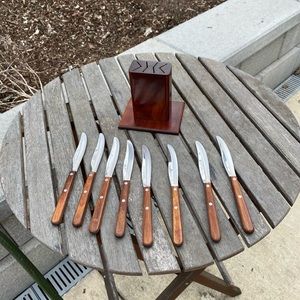 Mid-century modern Westmorland 641 steak knife set 8 pieces with wood block